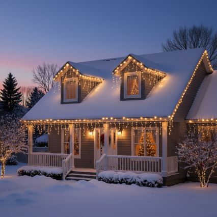 BRILAGI - Guirlande lumineuse de Noël extérieure 400 LED / 8 fonctions, 23 m, IP44, blanc chaud