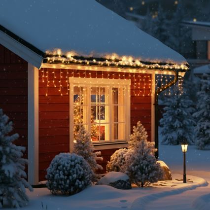 BRILAGI - Guirlande lumineuse de Noël extérieure 400 LED / 8 fonctions, 23 m, IP44, blanc chaud