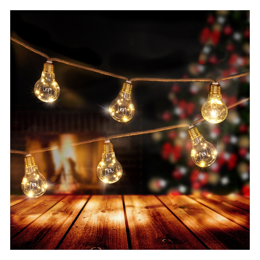 BRILAGI - Guirlande lumineuse décorative LED 10xLED/3xAA 1,8m blanc chaud