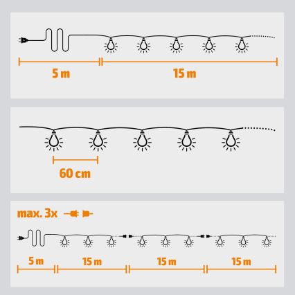 Brilagi - Guirlande LED décorative d'extérieur GIRLANDA 25xE12/0,8W/230V 20m IP44 blanc froid