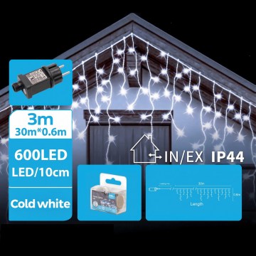 BRILAGI - Guirlande lumineuse LED extérieure de Noël 600xLED/6W/8 fonctions 33x0,6m IP44 blanc froid