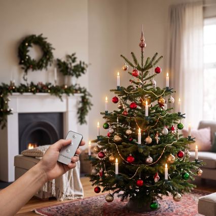 BRILAGI - Guirlande lumineuse LED pour sapin de Noël 10xLED/10xAAA blanc + télécommande