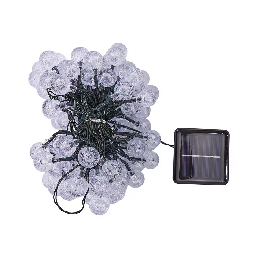 Brilagi - Guirlande solaire décorative LED BUBBLE 300 LEDs / 8 fonctions, 30 m, IP65, blanc chaud, 500 mAh