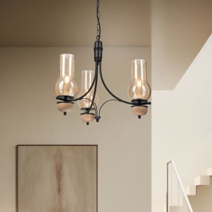 Brilagi - Hanglamp aan een ketting COTTAGE 3xE14/40W/230V beuken/bruin