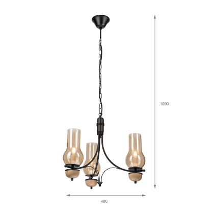 Brilagi - Hanglamp aan een ketting COTTAGE 3xE14/40W/230V beuken/bruin