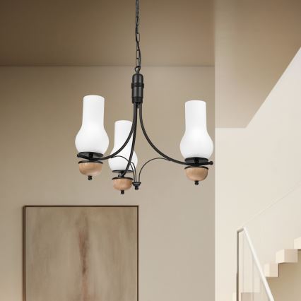 Brilagi - Hanglamp aan een ketting COTTAGE 3xE14/40W/230V beuken/wit