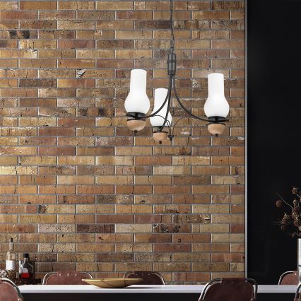 Brilagi - Hanglamp aan een ketting COTTAGE 3xE14/40W/230V beuken/wit
