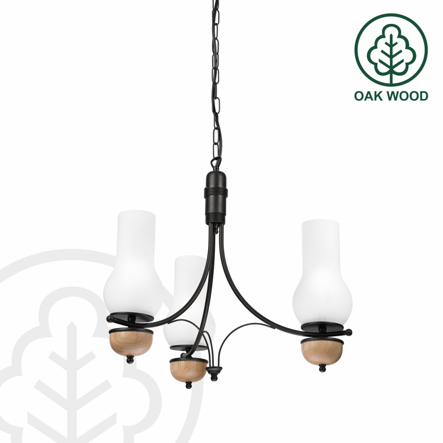 Brilagi - Hanglamp aan een ketting COTTAGE 3xE14/40W/230V beuken/wit