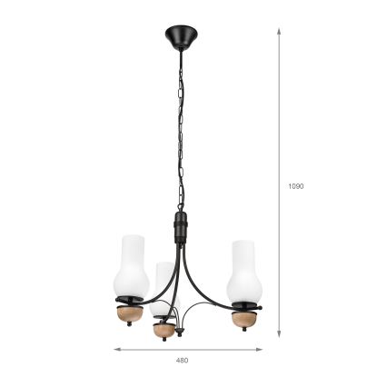 Brilagi - Hanglamp aan een ketting COTTAGE 3xE14/40W/230V beuken/wit