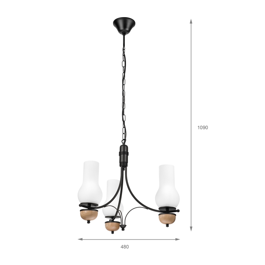 Brilagi - Hanglamp aan een ketting COTTAGE 3xE14/40W/230V beuken/wit