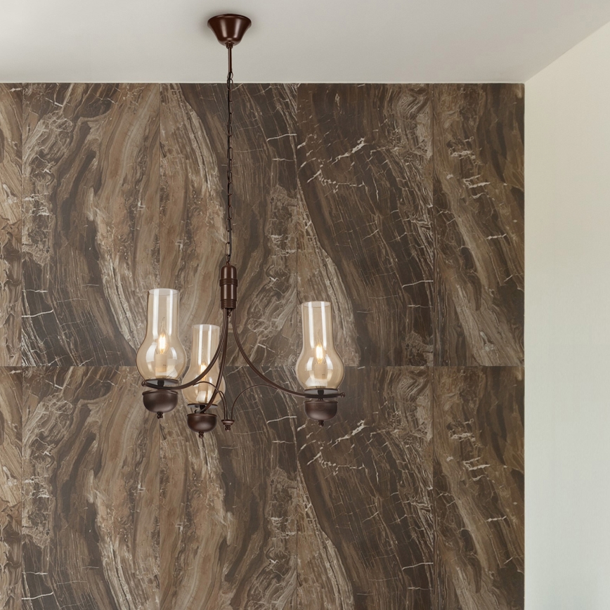 Brilagi - Hanglamp aan een ketting COTTAGE 3xE14/40W/230V eiken/bruin