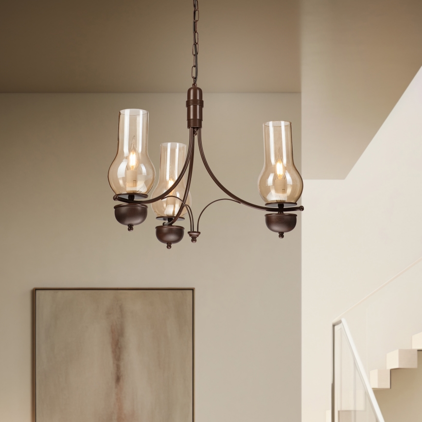 Brilagi - Hanglamp aan een ketting COTTAGE 3xE14/40W/230V eiken/bruin