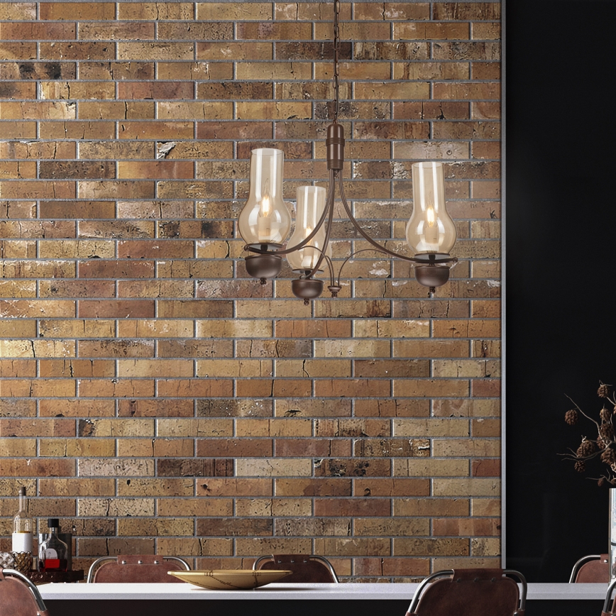Brilagi - Hanglamp aan een ketting COTTAGE 3xE14/40W/230V eiken/bruin