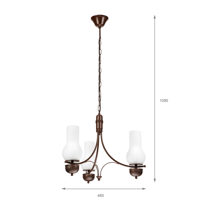 Brilagi - Hanglamp aan een ketting COTTAGE 3xE14/40W/230V eiken/wit