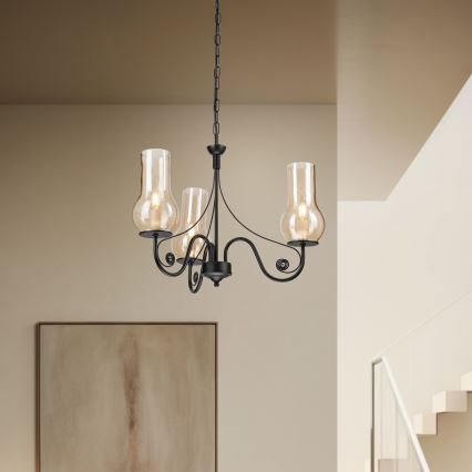 Brilagi - Hanglamp aan een ketting COTTAGE 3xE14/40W/230V zwart/bruin