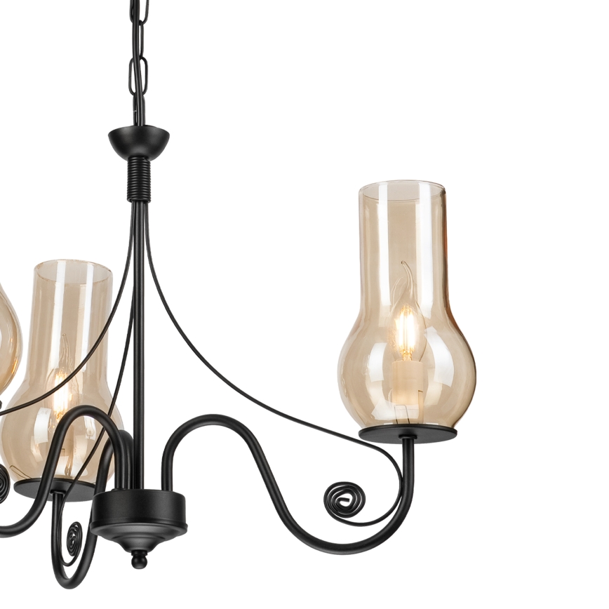 Brilagi - Hanglamp aan een ketting COTTAGE 3xE14/40W/230V zwart/bruin