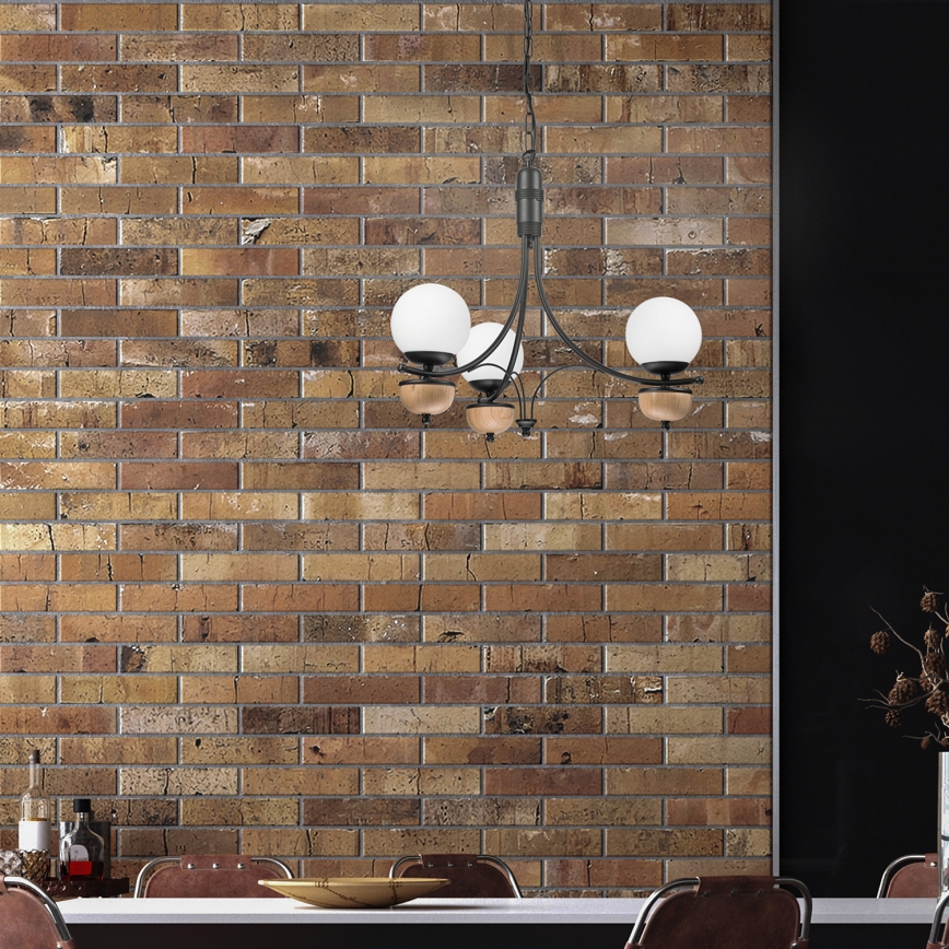 Brilagi - Hanglamp aan een ketting COTTAGE 3xG9/40W/230V beuken/wit