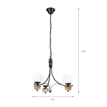 Brilagi - Hanglamp aan een ketting COTTAGE 3xG9/40W/230V beuken/wit