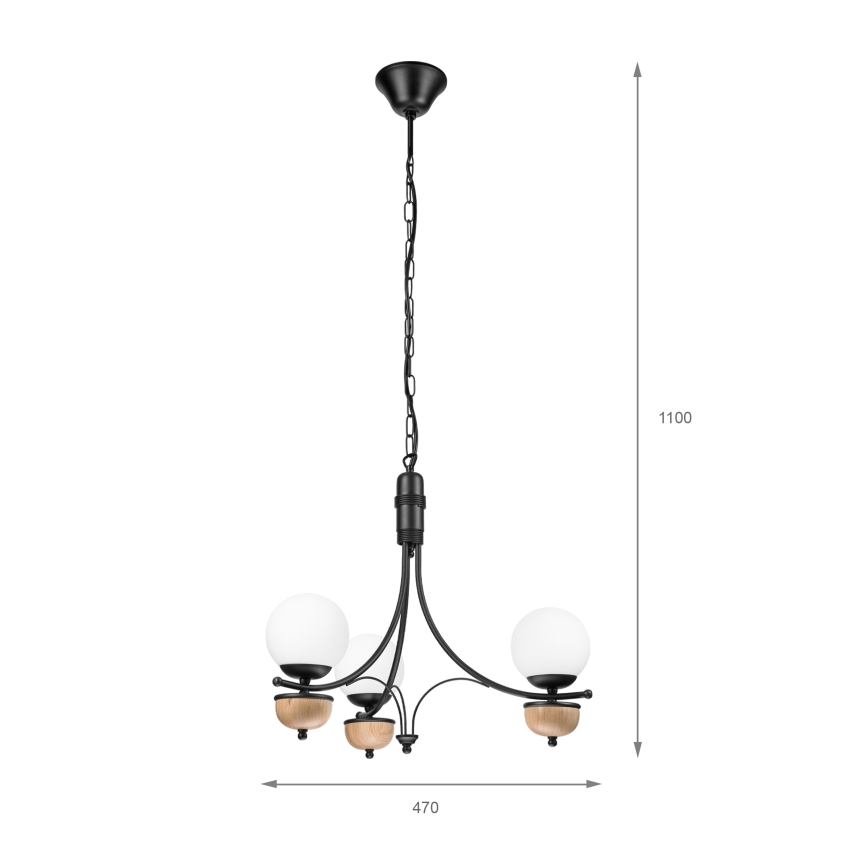 Brilagi - Hanglamp aan een ketting COTTAGE 3xG9/40W/230V beuken/wit