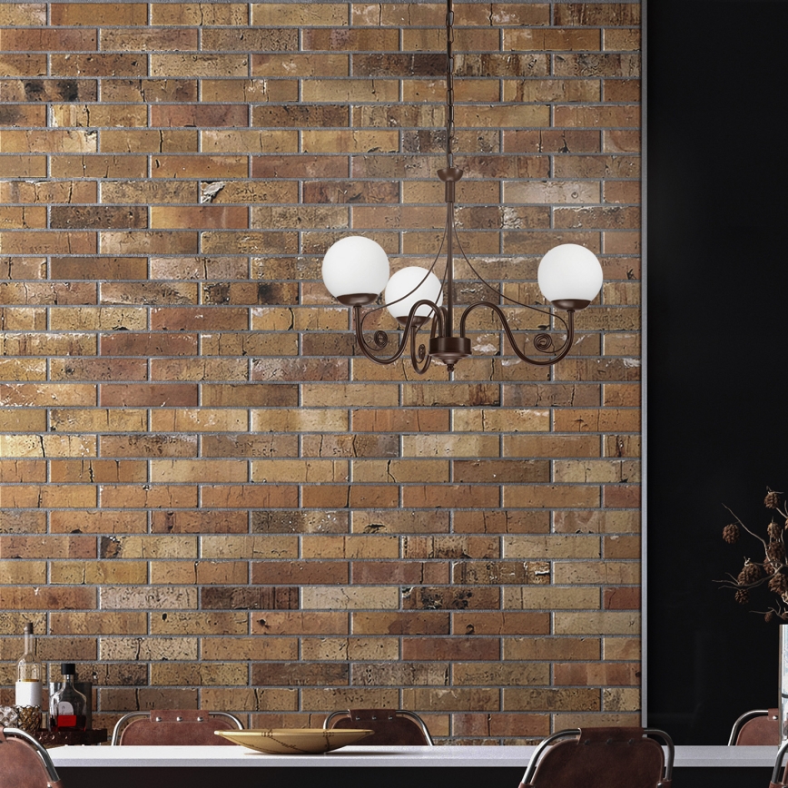 Brilagi - Hanglamp aan een ketting COTTAGE 3xG9/40W/230V bruin/wit