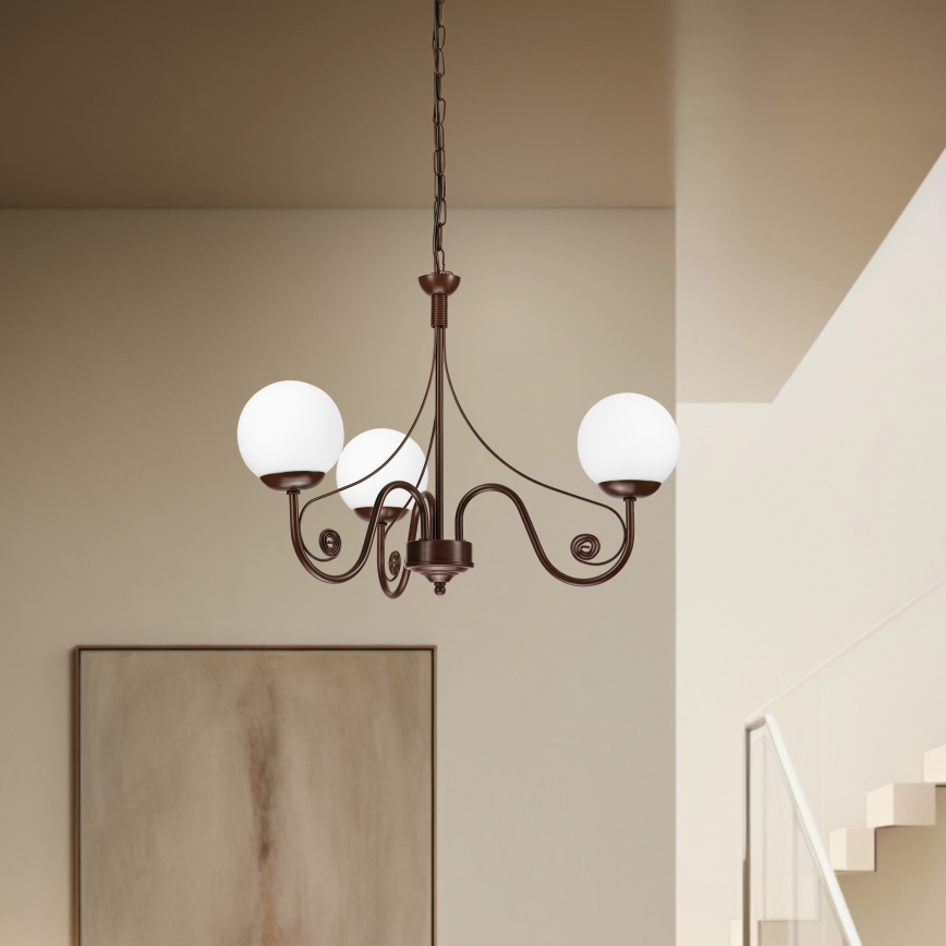 Brilagi - Hanglamp aan een ketting COTTAGE 3xG9/40W/230V bruin/wit