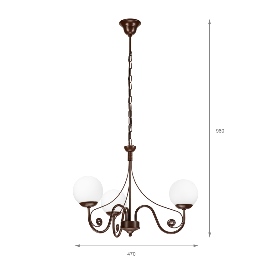 Brilagi - Hanglamp aan een ketting COTTAGE 3xG9/40W/230V bruin/wit