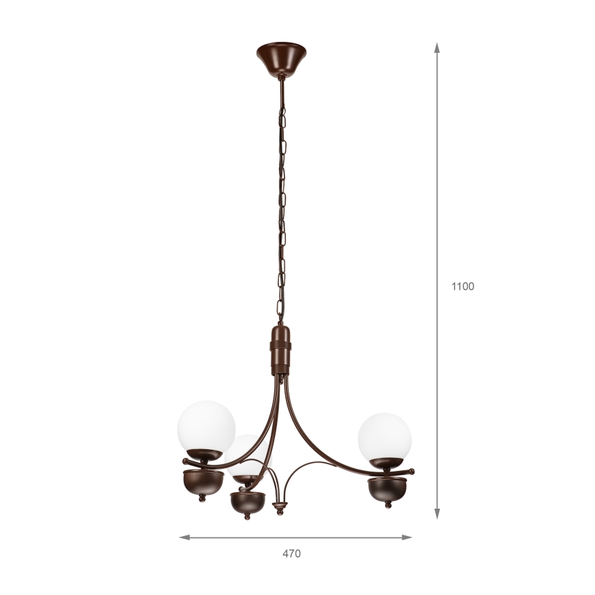 Brilagi - Hanglamp aan een ketting COTTAGE 3xG9/40W/230V eiken/wit