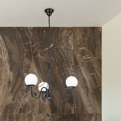 Brilagi - Hanglamp aan een ketting COTTAGE 3xG9/40W/230V zwart/wit