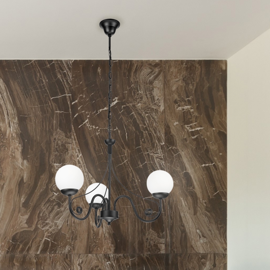 Brilagi - Hanglamp aan een ketting COTTAGE 3xG9/40W/230V zwart/wit