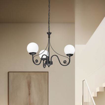 Brilagi - Hanglamp aan een ketting COTTAGE 3xG9/40W/230V zwart/wit