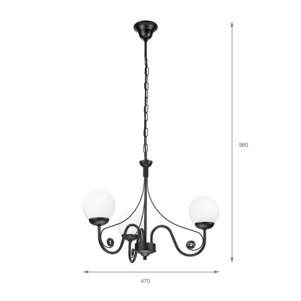Brilagi - Hanglamp aan een ketting COTTAGE 3xG9/40W/230V zwart/wit