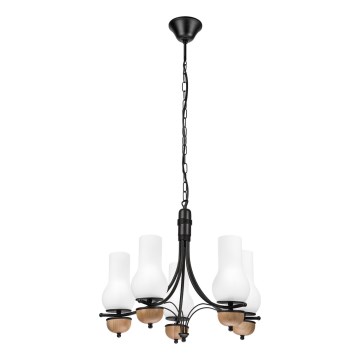 Brilagi - Hanglamp aan een ketting COTTAGE 5xE14/40W/230V beuken/wit