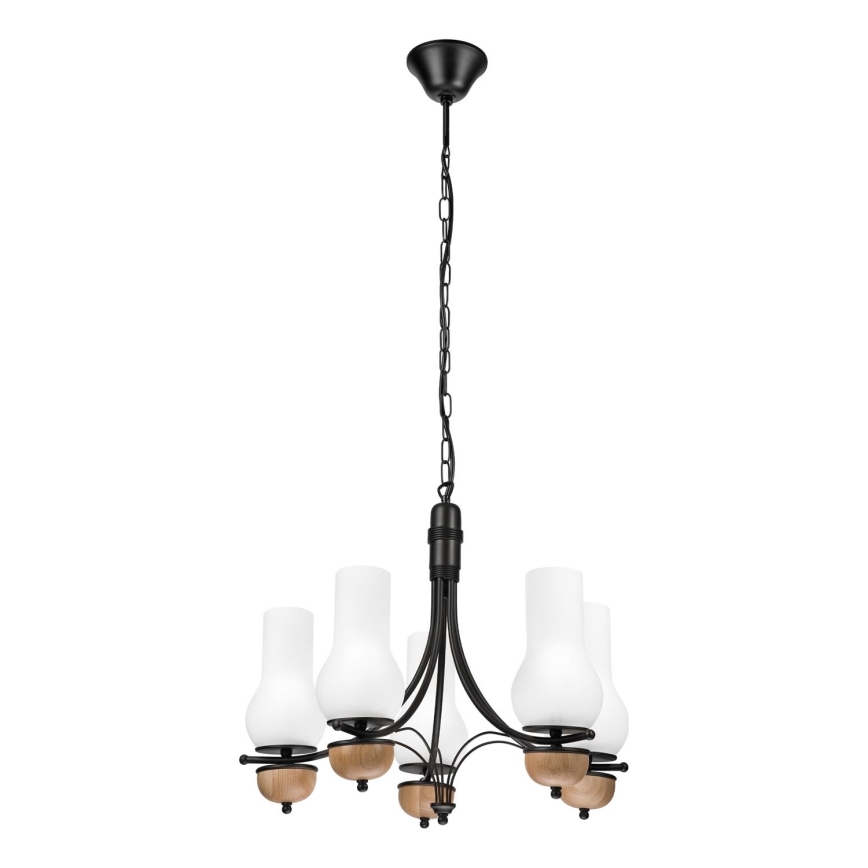 Brilagi - Hanglamp aan een ketting COTTAGE 5xE14/40W/230V beuken/wit