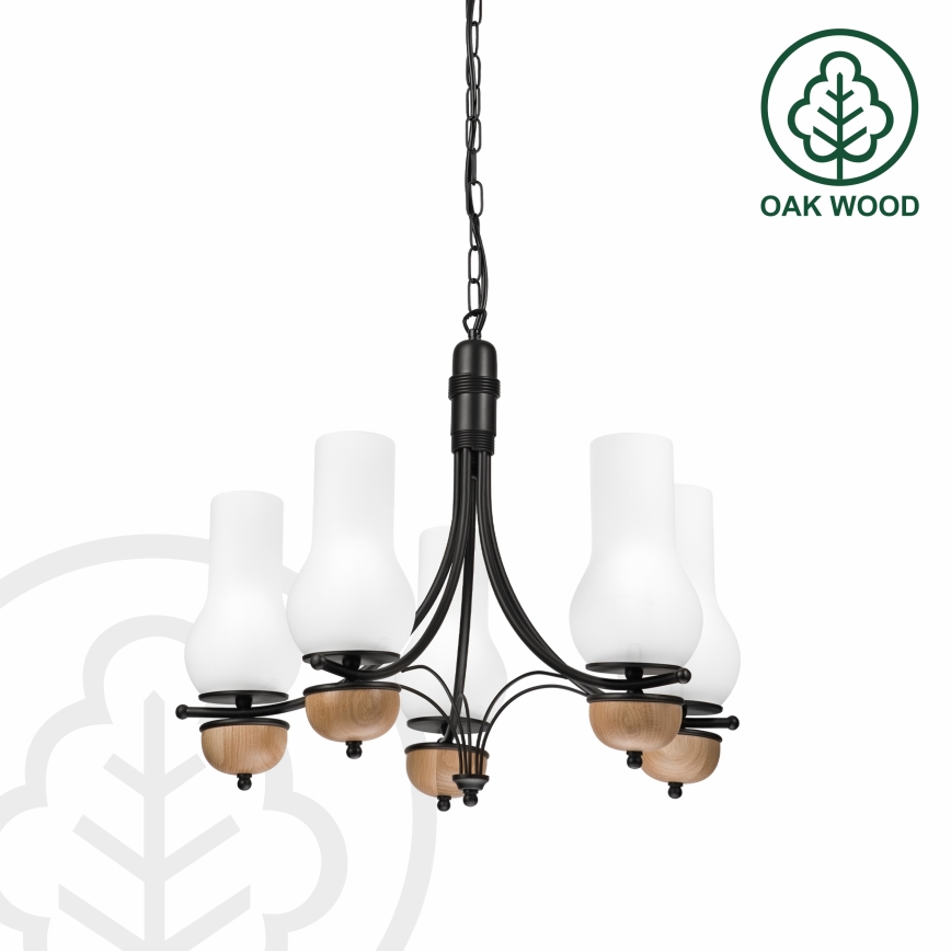 Brilagi - Hanglamp aan een ketting COTTAGE 5xE14/40W/230V beuken/wit