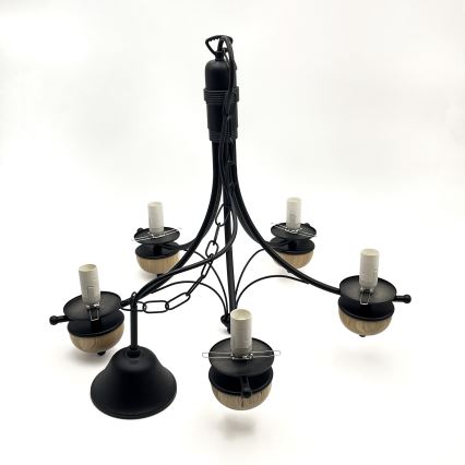 Brilagi - Hanglamp aan een ketting COTTAGE 5xE14/40W/230V beuken/wit