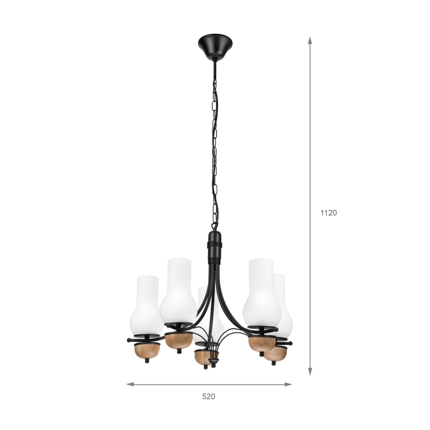 Brilagi - Hanglamp aan een ketting COTTAGE 5xE14/40W/230V beuken/wit