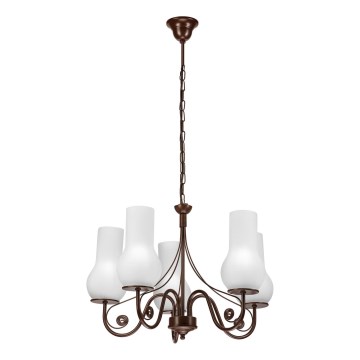 Brilagi - Hanglamp aan een ketting COTTAGE 5xE14/40W/230V bruin/wit