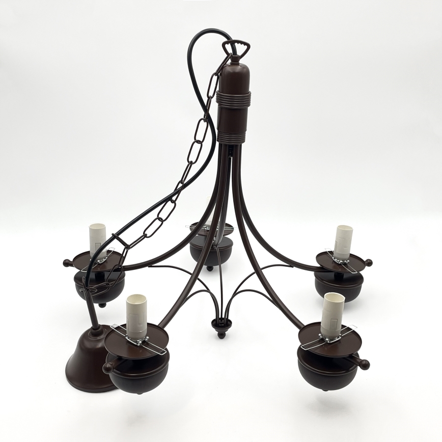 Brilagi - Hanglamp aan een ketting COTTAGE 5xE14/40W/230V eiken/bruin
