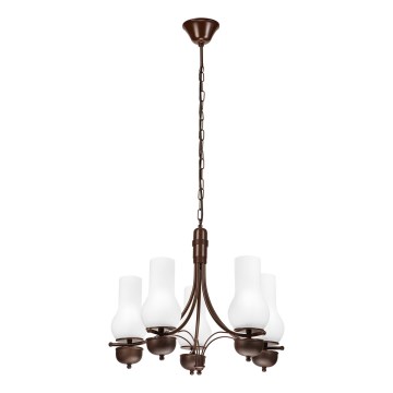 Brilagi - Hanglamp aan een ketting COTTAGE 5xE14/40W/230V eiken/wit