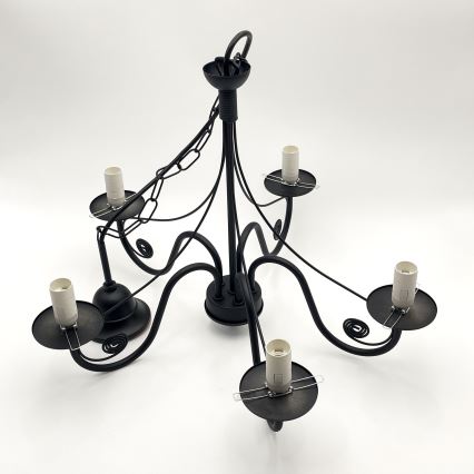 Brilagi - Hanglamp aan een ketting COTTAGE 5xE14/40W/230V zwart/bruin