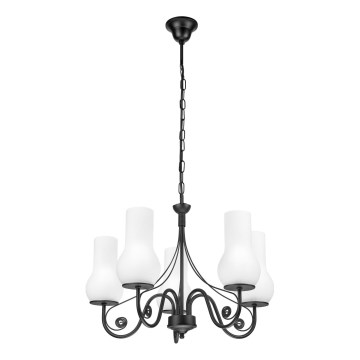Brilagi - Hanglamp aan een ketting COTTAGE 5xE14/40W/230V zwart/wit