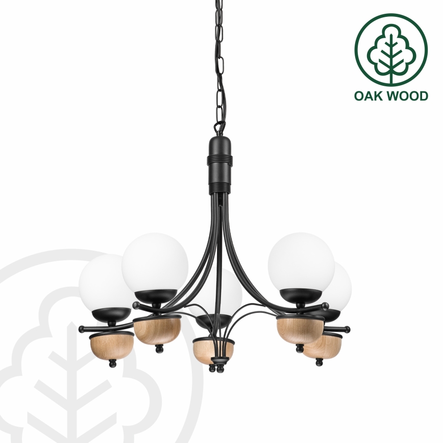 Brilagi - Hanglamp aan een ketting COTTAGE 5xG9/40W/230V beuken/wit