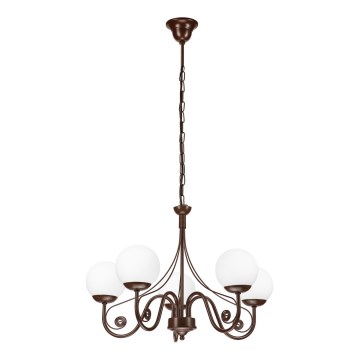 Brilagi - Hanglamp aan een ketting COTTAGE 5xG9/40W/230V bruin/wit