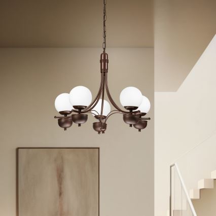 Brilagi - Hanglamp aan een ketting COTTAGE 5xG9/40W/230V eiken/wit