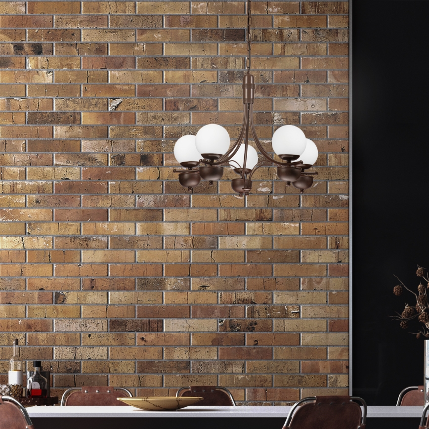 Brilagi - Hanglamp aan een ketting COTTAGE 5xG9/40W/230V eiken/wit