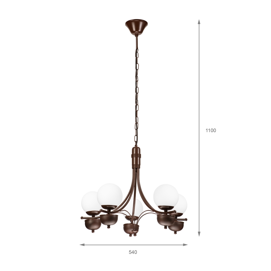 Brilagi - Hanglamp aan een ketting COTTAGE 5xG9/40W/230V eiken/wit