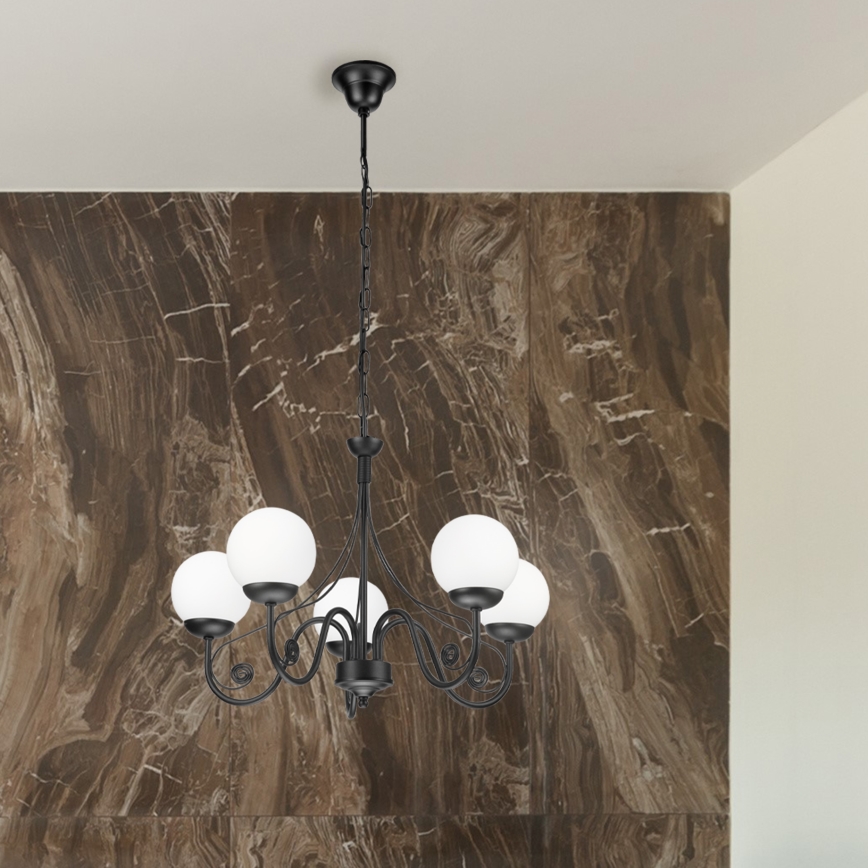 Brilagi - Hanglamp aan een ketting COTTAGE 5xG9/40W/230V zwart/wit