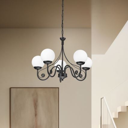 Brilagi - Hanglamp aan een ketting COTTAGE 5xG9/40W/230V zwart/wit