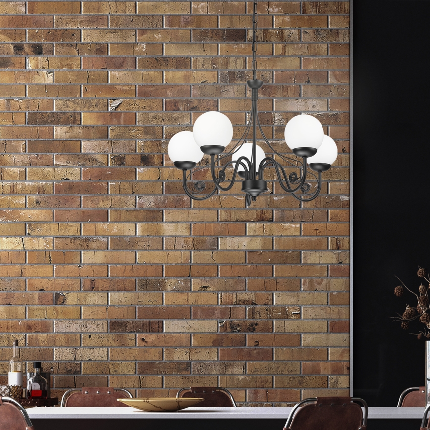 Brilagi - Hanglamp aan een ketting COTTAGE 5xG9/40W/230V zwart/wit