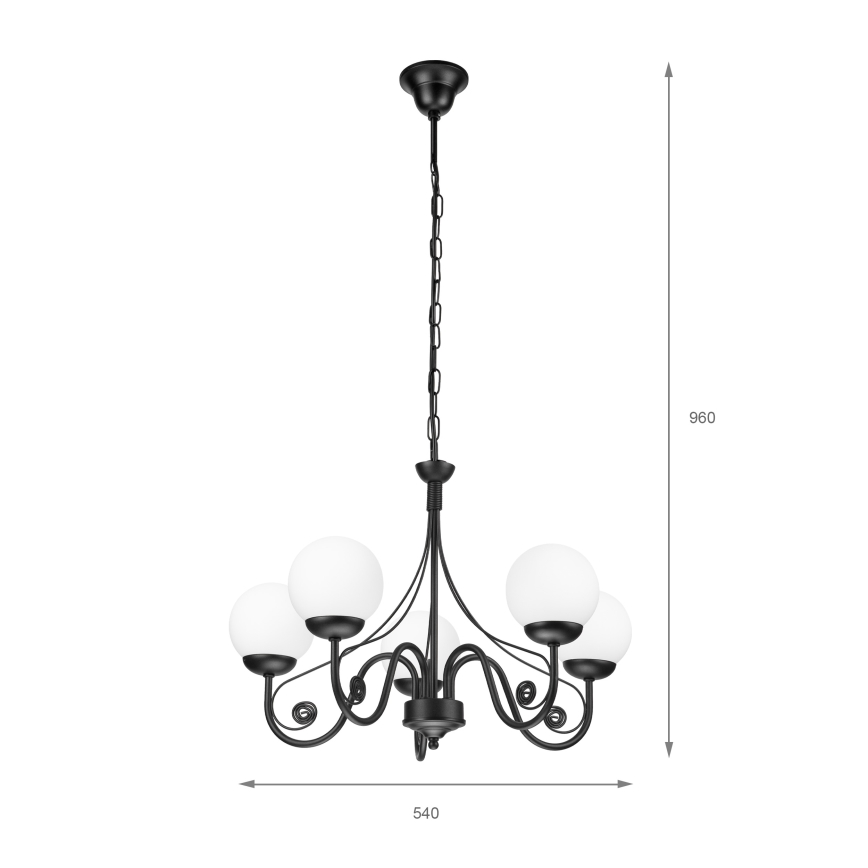 Brilagi - Hanglamp aan een ketting COTTAGE 5xG9/40W/230V zwart/wit